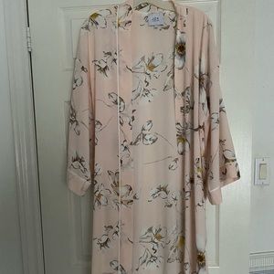 Pink floral duster. Size small